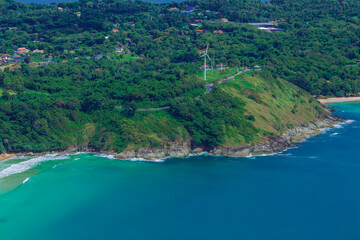 Natural high angle panoramic background With an atmosphere surrounded by mountains and trees, with a blurred wind, cool