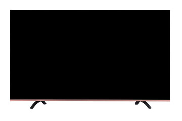 Modern 4K flat OLED TV set isolated on white background. Television set. There is a place to insert a picture. Modern video panel. 

