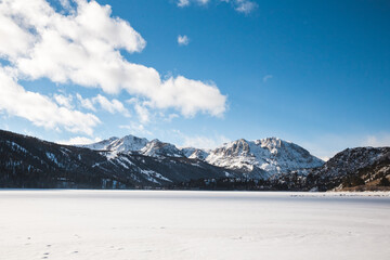 Frozen June Lake of Eastern Sierra, California