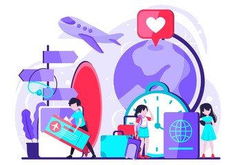 people who are ready to travel to their destinations. tiny people concept design . Vector illustration