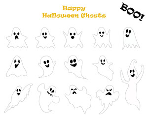 Verschiedene gruselige und lustige Geister für Halloween oder anderen Horror
