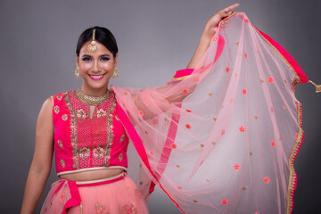Indian beautiful bridal woman wear Traditional wedding dress costume