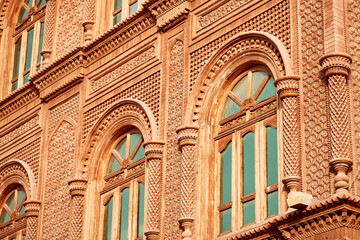exotic building with beautiful arch window and fancy mosaic decoration in Xinjiang, China.