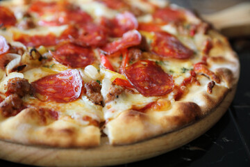 pepperoni pizza in close up