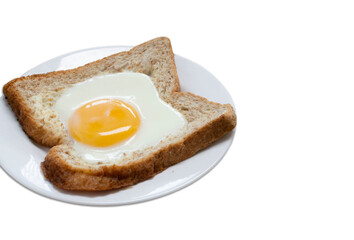 sunny side up fried egg is easy breakfast and healthy isolated on white background
