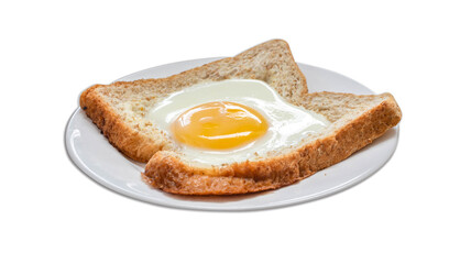 sunny side up fried egg is easy breakfast and healthy isolated on white background