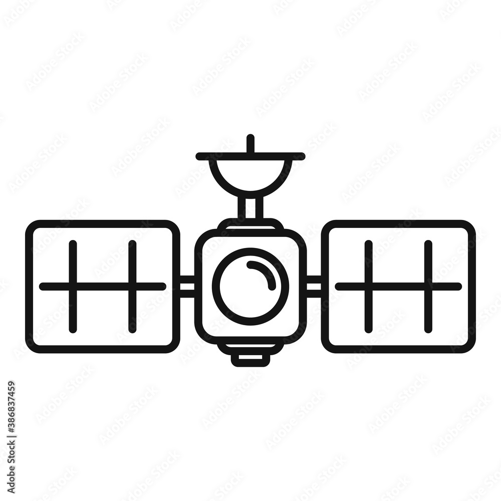 Poster space satellite icon. outline space satellite vector icon for web design isolated on white backgroun
