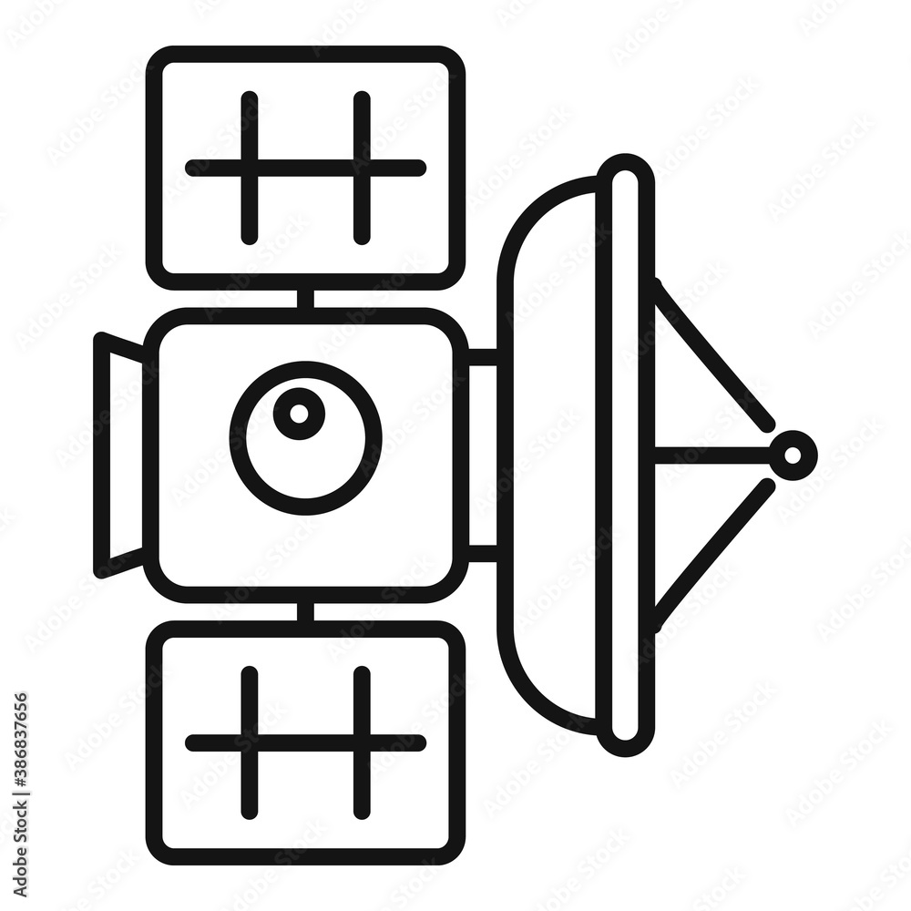 Poster transmitter satellite icon. outline transmitter satellite vector icon for web design isolated on whi