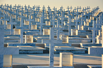 Thousands of Graveyard Crosses Made of Marble