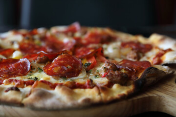 pepperoni pizza in close up