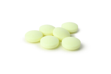 Pills isolated on white background, close up
