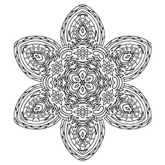 Handdrawing circle mandala coloring page for adult. Black and white mandala poster. Relax and meditation. Enjoy!	