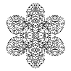 Handdrawing circle mandala coloring page for adult. Black and white mandala poster. Relax and meditation. Enjoy!	