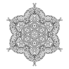 Handdrawing circle mandala coloring page for adult. Black and white mandala poster. Relax and meditation. Enjoy!	