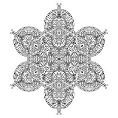 Handdrawing circle mandala coloring page for adult. Black and white mandala poster. Relax and meditation. Enjoy!	