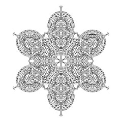 Handdrawing circle mandala coloring page for adult. Black and white mandala poster. Relax and meditation. Enjoy!	