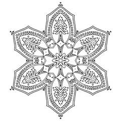 Handdrawing circle mandala coloring page for adult. Black and white mandala poster. Relax and meditation. Enjoy!	