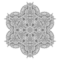 Handdrawing circle mandala coloring page for adult. Black and white mandala poster. Relax and meditation. Enjoy!	