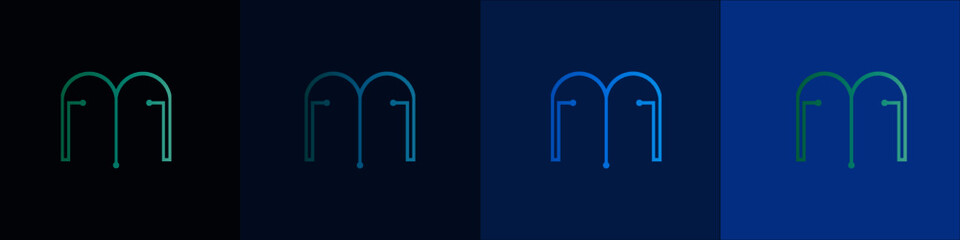  Letter M logo, Technology and digital abstract dot connection