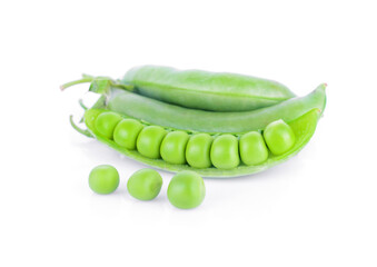 Fresh peas isolated on white background