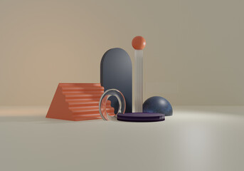abstract background 3d rendering. Geometric figures in modern minimal design.