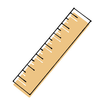 Vector illustration of ruler isolated on white background. hand drawn vector. doodle stationery for learn, kids, school, matematics. modern scribble, simple sketching with pen. cartoon style. 