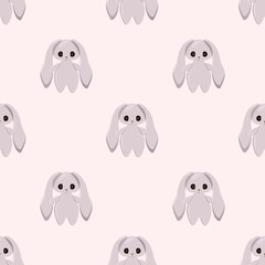 Fototapeta premium Seamless pattern with cute rabbits on a pink background