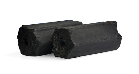 Natural wood charcoal, traditional charcoal or hard wood charcoal isolated on white background