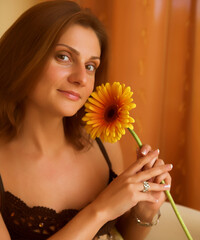 beautiful woman with gerber