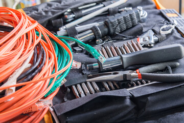 tool box with network cables of server administrator
