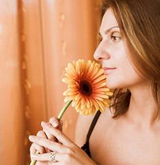 beautiful woman with gerber
