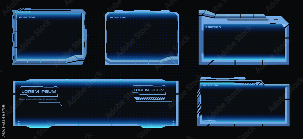 Poster set of futuristic cyber frames for hud user interface menu. futuristic virtual screen frame for hud 