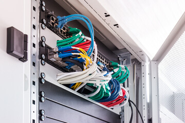 ethernet cables connected to server switch