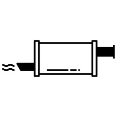 Vehicle Rear exhaust Vector Glyph Icon Design, Motor Vehicle Service and automobile repair shop Symbol on White background 