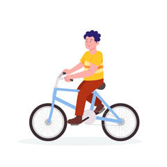 Obraz premium Boy Riding A Bicycle Cartoon Illustration