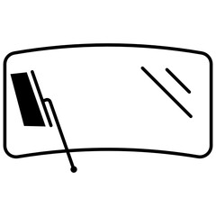 Car Windshield with Rain Wiper Vector Icon Glyph Design Concept, Vehicle windscreen Glass Design 