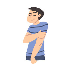Young Man Dreaming about Something with Closed Eyes Cartoon Style Vector Illustration