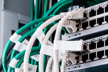 ethernet cables connected to server switch