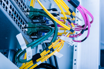 network cables connected into server inside data center