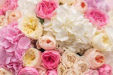 Flower composition. Macro photo. Wedding decor. A Beautiful bouquet of fresh spring flowers.