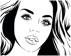 Portrait of a beautiful woman face with beautiful eyes. Cute girl