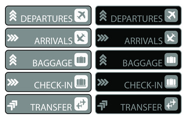 black departures and arrivals sign	