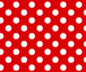 Vintage polka dots white and red pattern, colorful background - vector abstract background