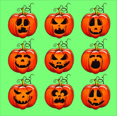 Halloween pumpkin. Funny characters. Smiling characters