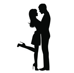 Black and white sketch image of a kissing couple. Lovers, kiss. Valentine's Day. Vector illustration