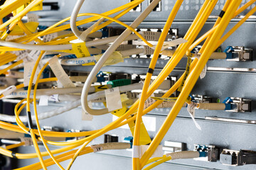 fiber optic cables connected to server