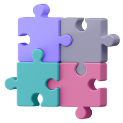 Obraz premium 3D illustration Puzzle in cartoon style not white background. Well suited for a landing page, mobile app, or website.