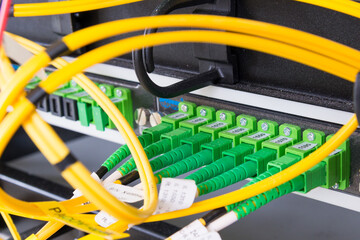 fiber optics cables connected to ports