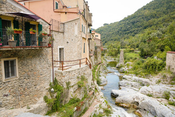 Zuccarello, Italian roman city of the Ligurian riviera, in summer days 