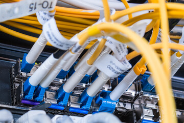 fiber optic cables connected into main data switch